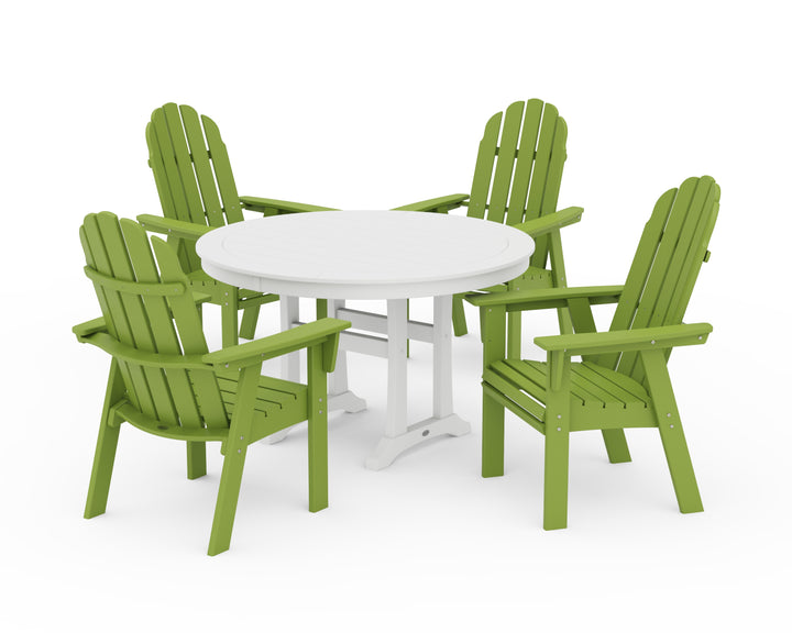 POLYWOOD® Vineyard Curveback Adirondack 5-Piece Nautical Trestle Dining Set