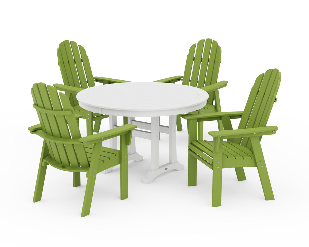 POLYWOOD® Vineyard Curveback Adirondack 5-Piece Nautical Trestle Dining Set