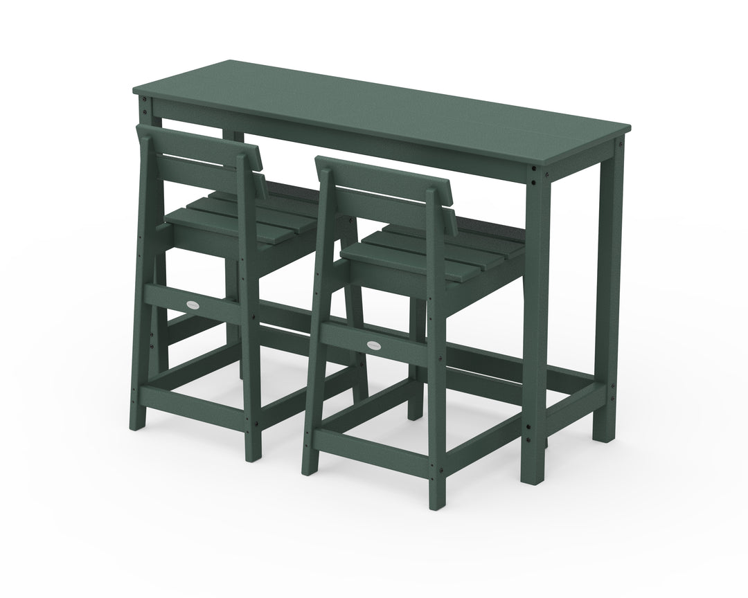 POLYWOOD® Modern Studio Plaza Lowback Counter Chair 3-Piece Balcony Set