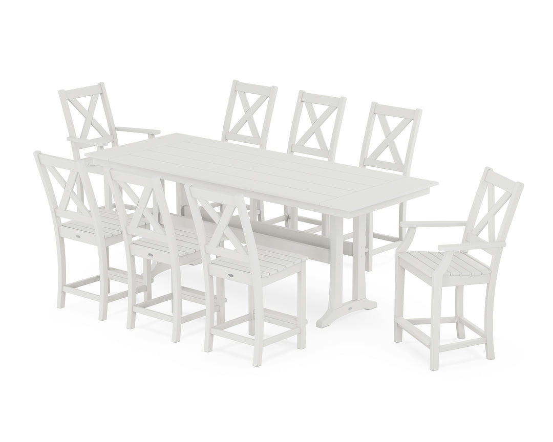 POLYWOOD® Braxton 9-Piece Farmhouse Counter Set with Trestle Legs