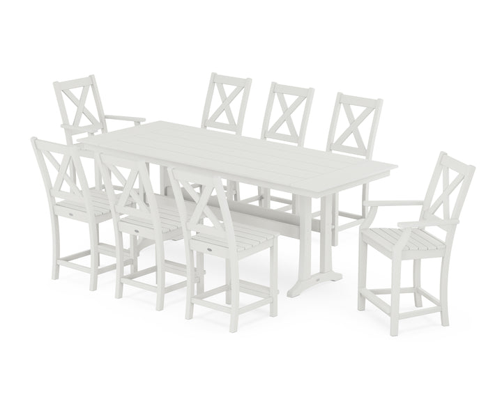 POLYWOOD® Braxton 9-Piece Farmhouse Counter Set with Trestle Legs