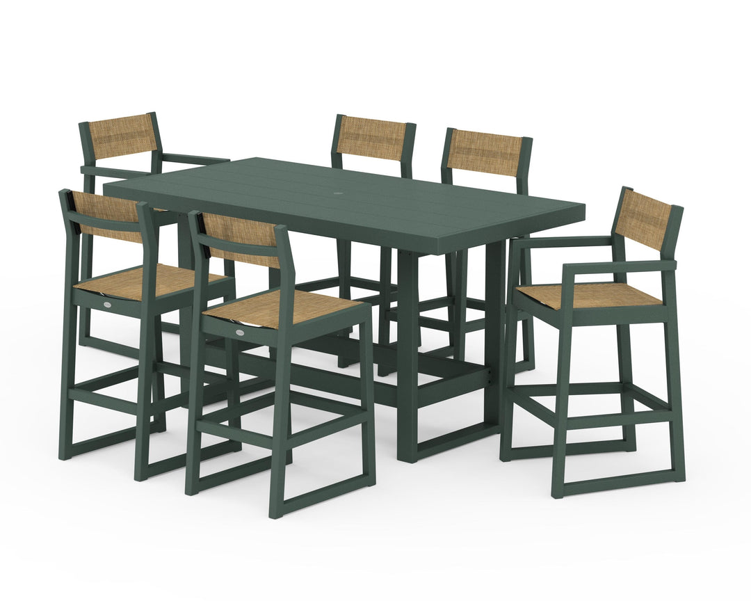 POLYWOOD® EDGE Sling 7-Piece Bar Table Set