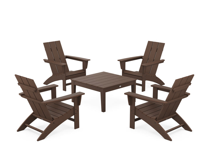 POLYWOOD® 5-Piece Modern Adirondack Chair Conversation Set with 36" Conversation Table