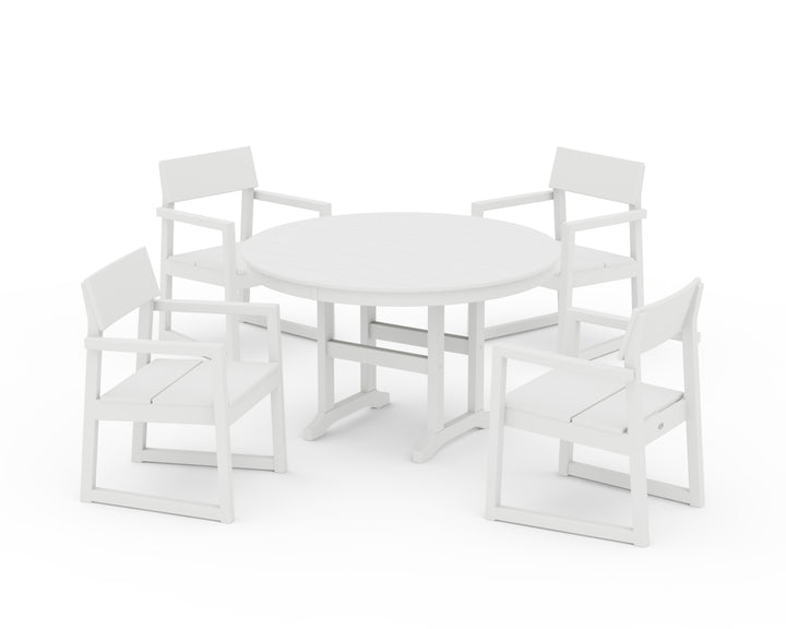 POLYWOOD® EDGE 5-Piece Round Farmhouse Dining Set