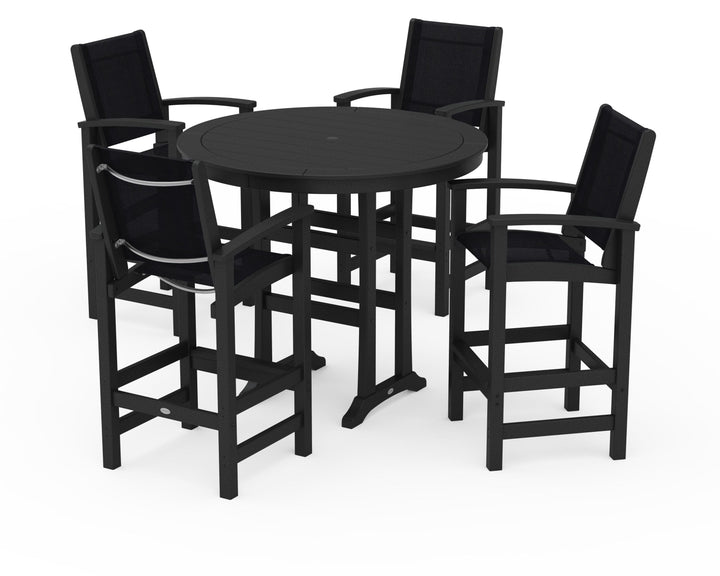 POLYWOOD® Coastal 5-Piece Nautical Trestle Bar Set