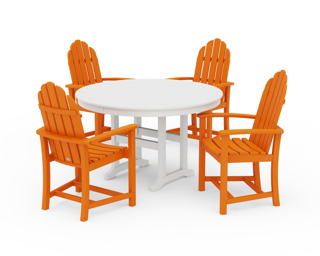 POLYWOOD® Classic Adirondack 5-Piece Round Farmhouse Dining Set