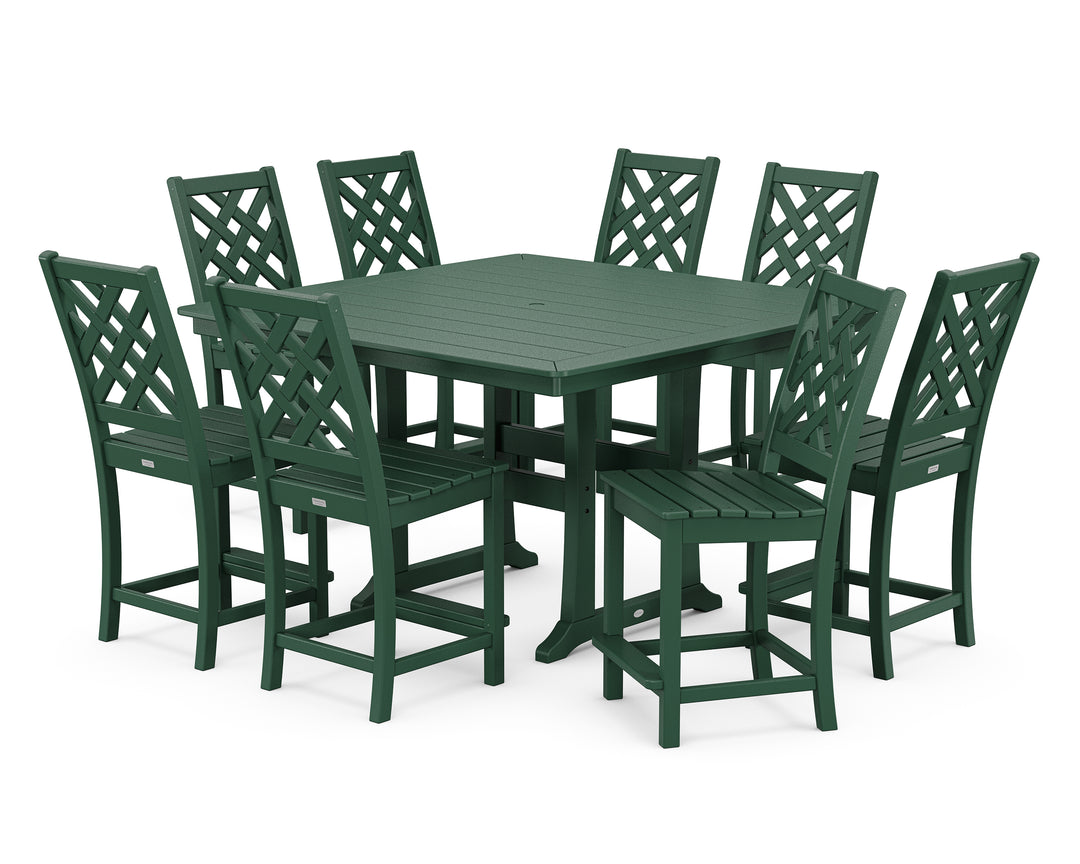 Country Living Wovendale Side Chair 9-Piece Square Counter Set with Trestle Legs