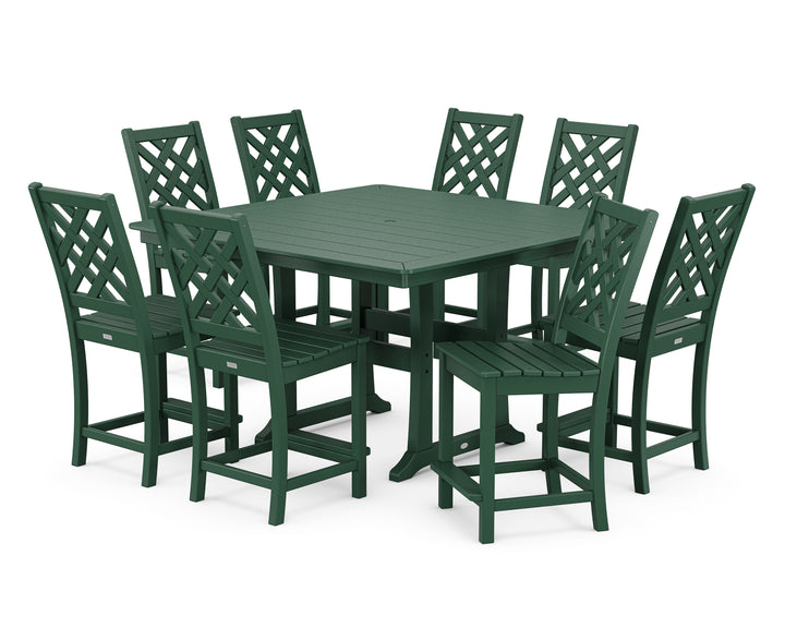 Country Living Wovendale Side Chair 9-Piece Square Counter Set with Trestle Legs