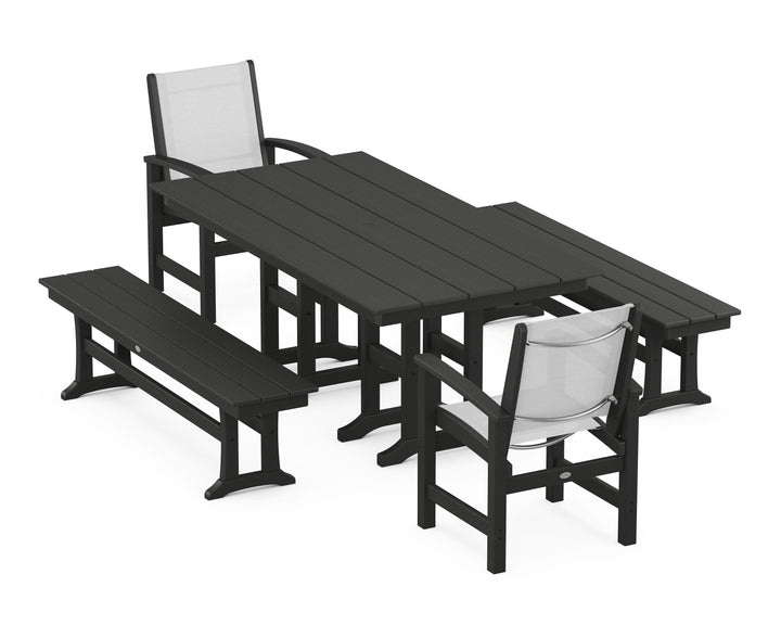 POLYWOOD® Coastal 5-Piece Farmhouse Dining Set