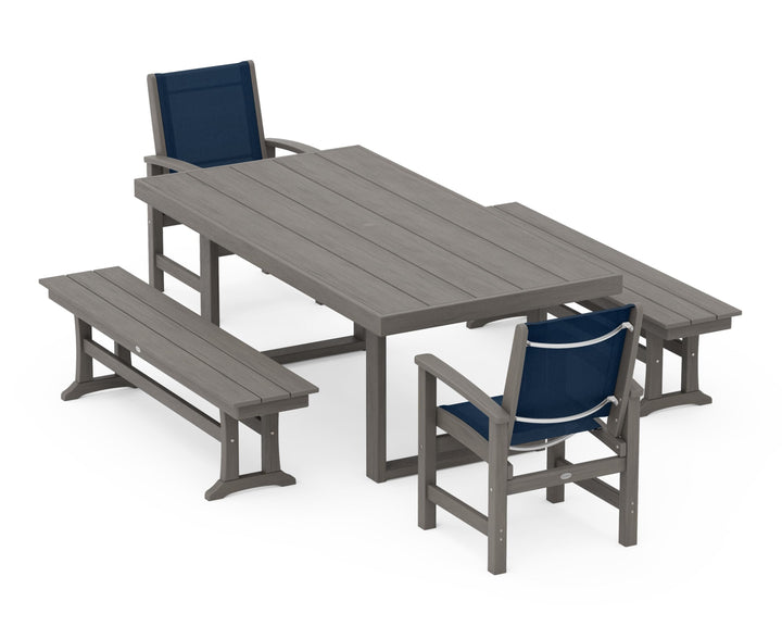 POLYWOOD® Coastal 5-Piece Dining Set with Trestle Legs