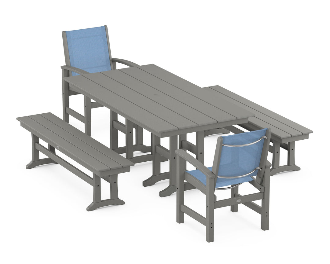 POLYWOOD® Coastal 5-Piece Farmhouse Dining Set