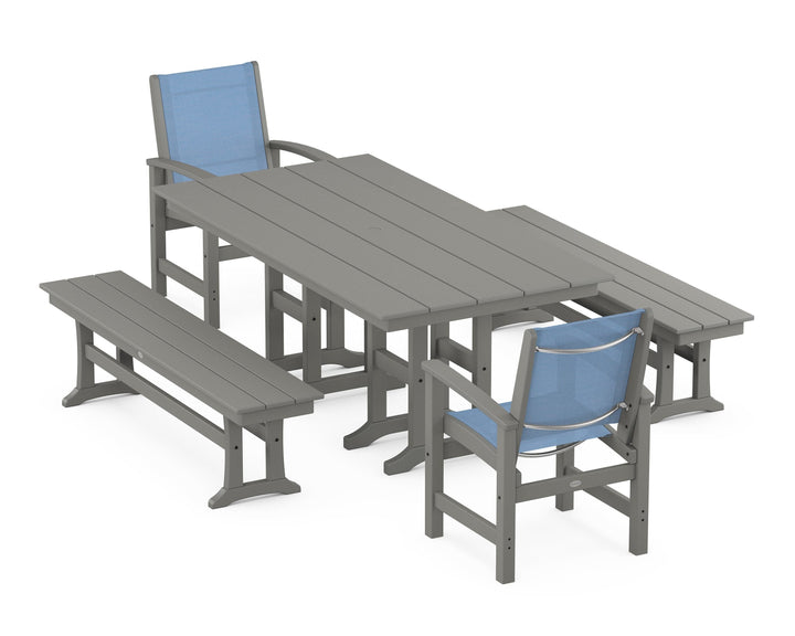 POLYWOOD® Coastal 5-Piece Farmhouse Dining Set