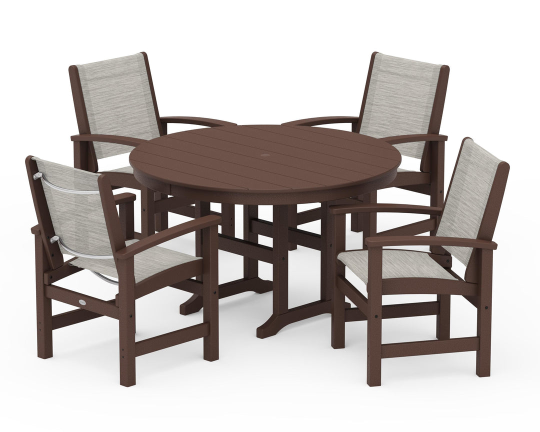 POLYWOOD® Coastal 5-Piece Round Farmhouse Dining Set