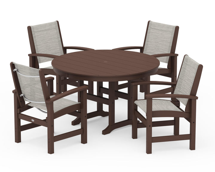 POLYWOOD® Coastal 5-Piece Round Farmhouse Dining Set