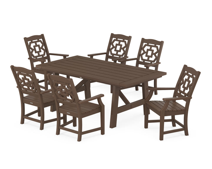 Martha Stewart by POLYWOOD® Chinoiserie Arm Chair 7-Piece Rustic Farmhouse Dining Set