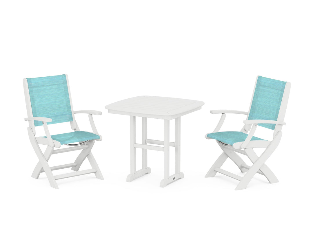 POLYWOOD® Coastal Folding Chair 3-Piece Dining Set