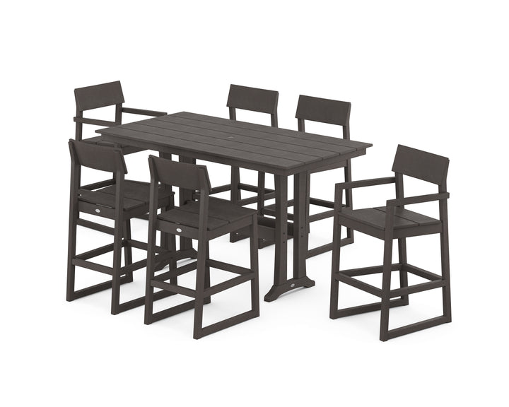 POLYWOOD® EDGE 7-Piece Farmhouse Bar Set with Trestle Legs