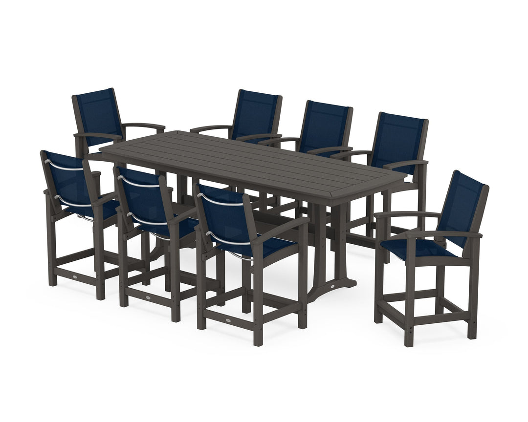 POLYWOOD® Coastal 9-Piece Counter Set with Trestle Legs