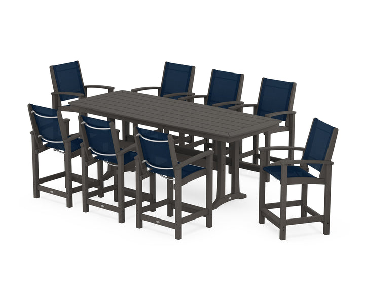 POLYWOOD® Coastal 9-Piece Counter Set with Trestle Legs