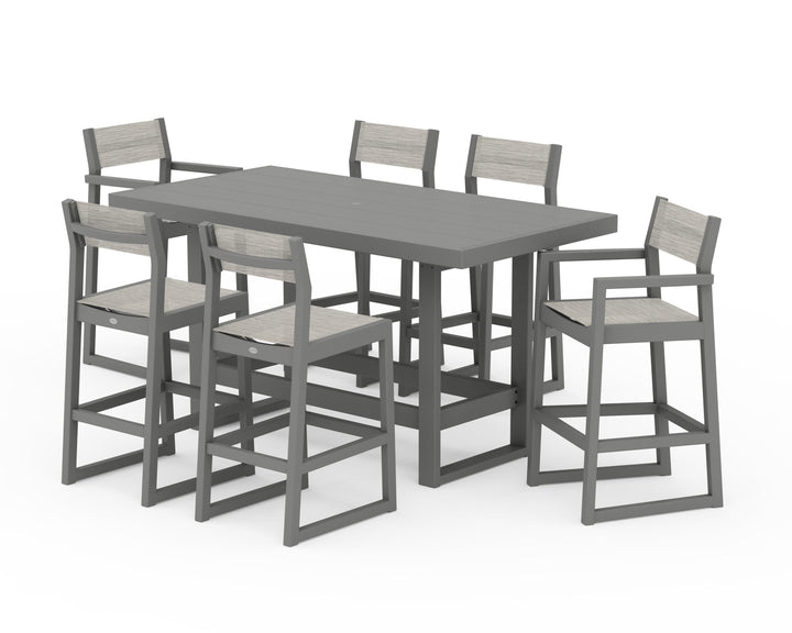POLYWOOD® EDGE Sling 7-Piece Bar Table Set