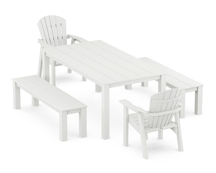 POLYWOOD® Seashell 5-Piece Parsons Dining Set with Benches