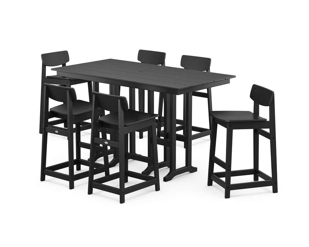 POLYWOOD® Modern Studio Urban Lowback Bar Chair 7-Piece Set