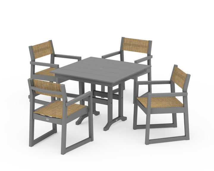 POLYWOOD® EDGE Sling Arm Chair 5-Piece Farmhouse Dining Set