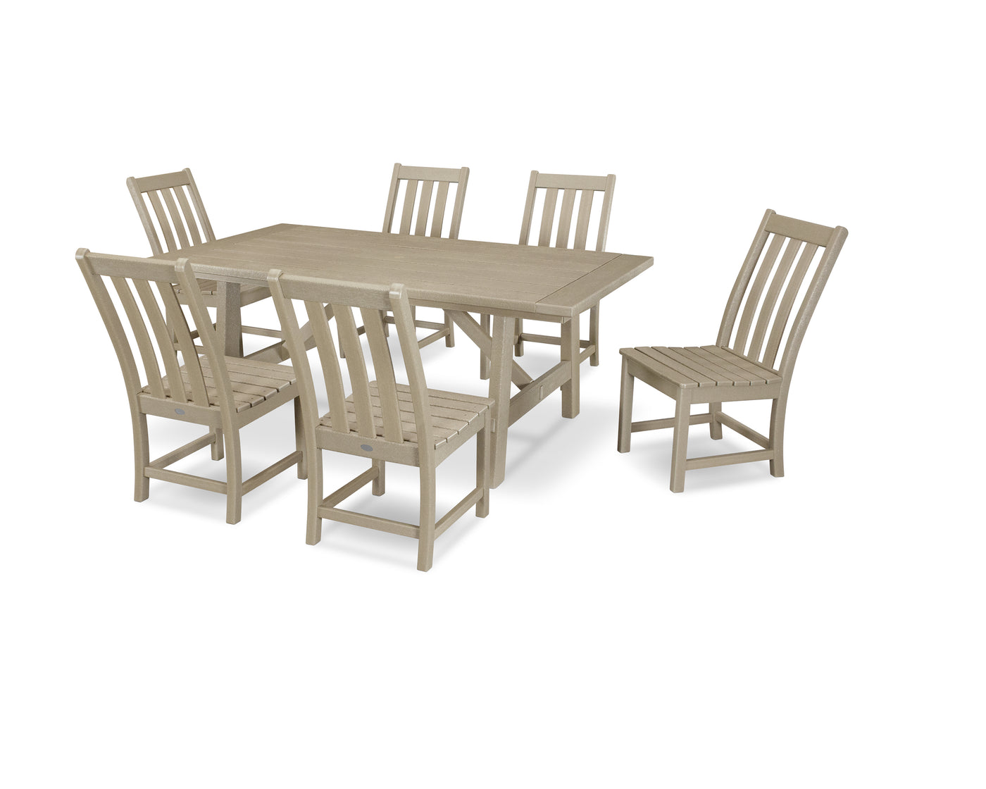 Vineyard 7-Piece Rustic Farmhouse Side Chair Dining Set