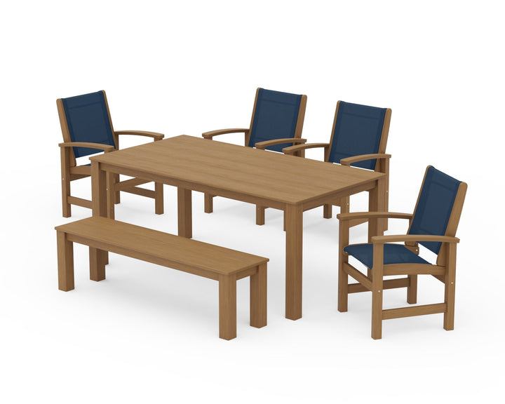 POLYWOOD® Coastal 6-Piece Parsons Dining Set with Bench