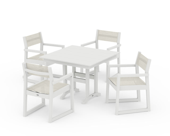 POLYWOOD® EDGE Sling Arm Chair 5-Piece Farmhouse Dining Set