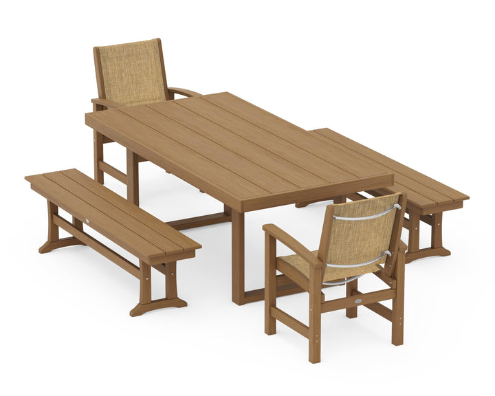 POLYWOOD® Coastal 5-Piece Dining Set with Trestle Legs