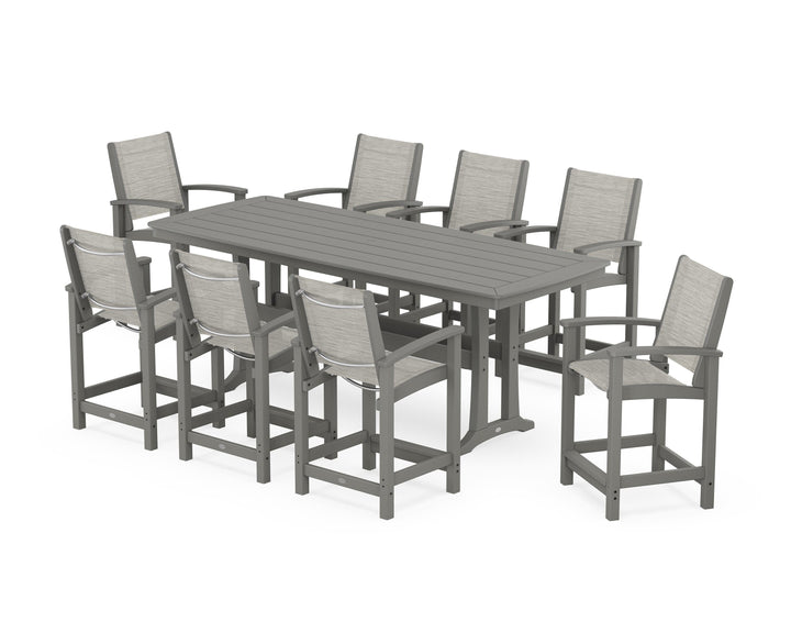 POLYWOOD® Coastal 9-Piece Counter Set with Trestle Legs