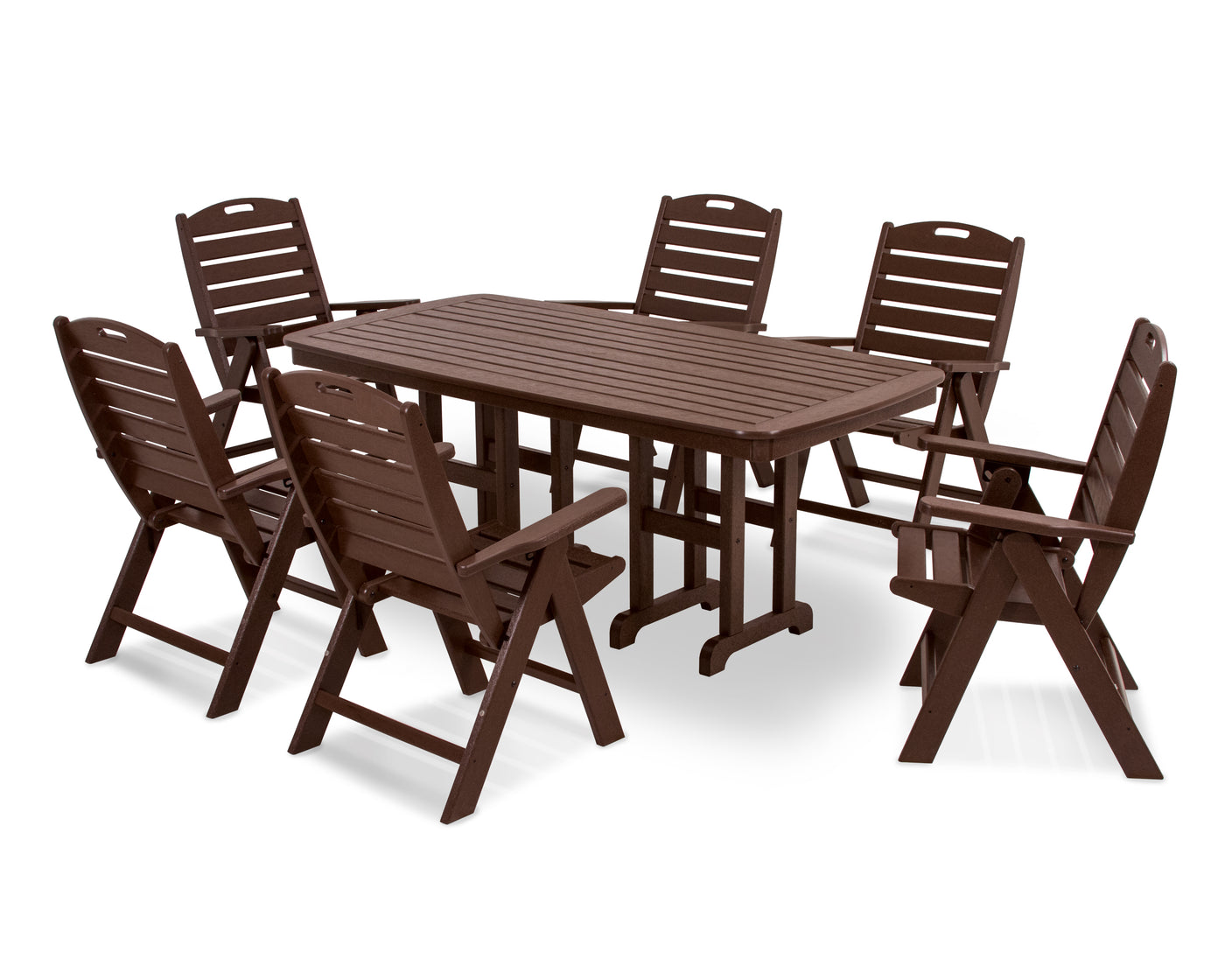 Nautical Folding Highback Chair 7-Piece Dining Set