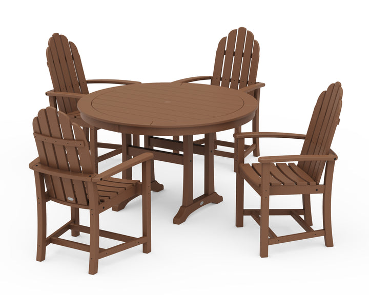 POLYWOOD® Classic Adirondack 5-Piece Round Dining Set with Trestle Legs