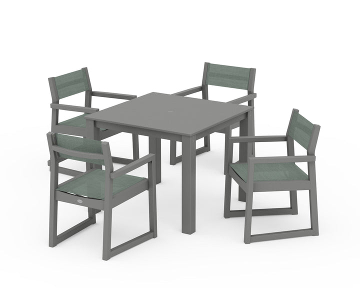 POLYWOOD® EDGE Sling Arm Chair 5-Piece Parsons Dining Set