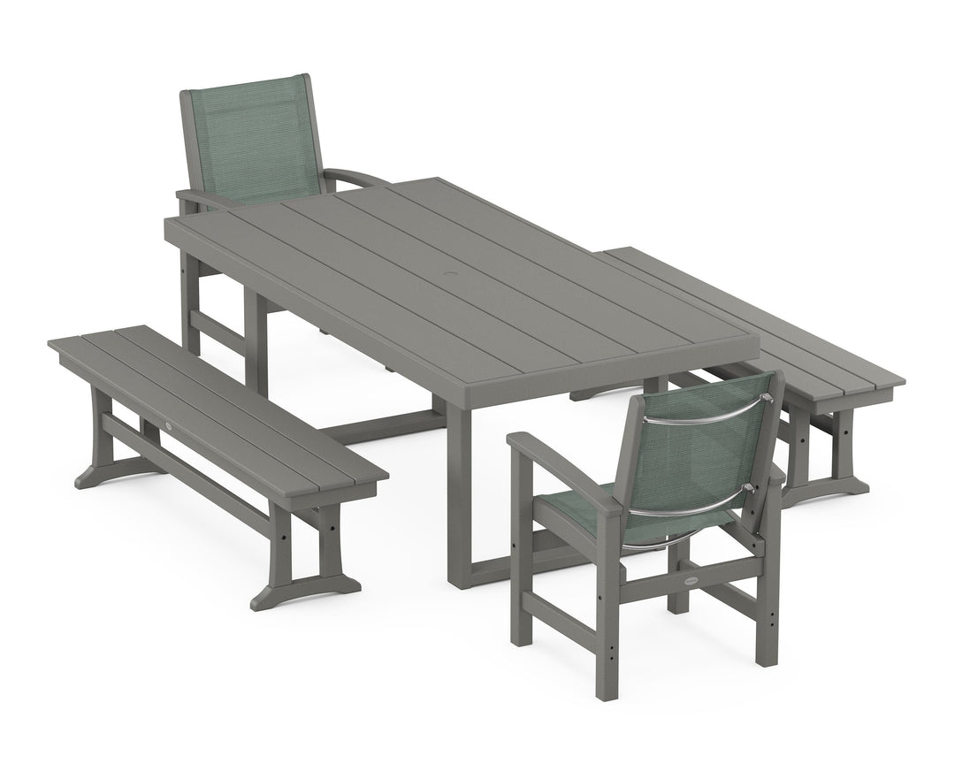 POLYWOOD® Coastal 5-Piece Dining Set with Trestle Legs