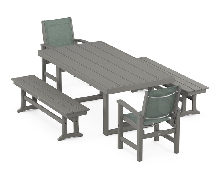 POLYWOOD® Coastal 5-Piece Dining Set with Trestle Legs
