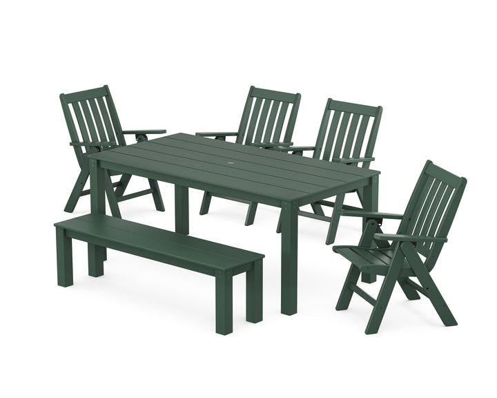 POLYWOOD® Vineyard Folding Chair 6-Piece Parsons Dining Set with Bench