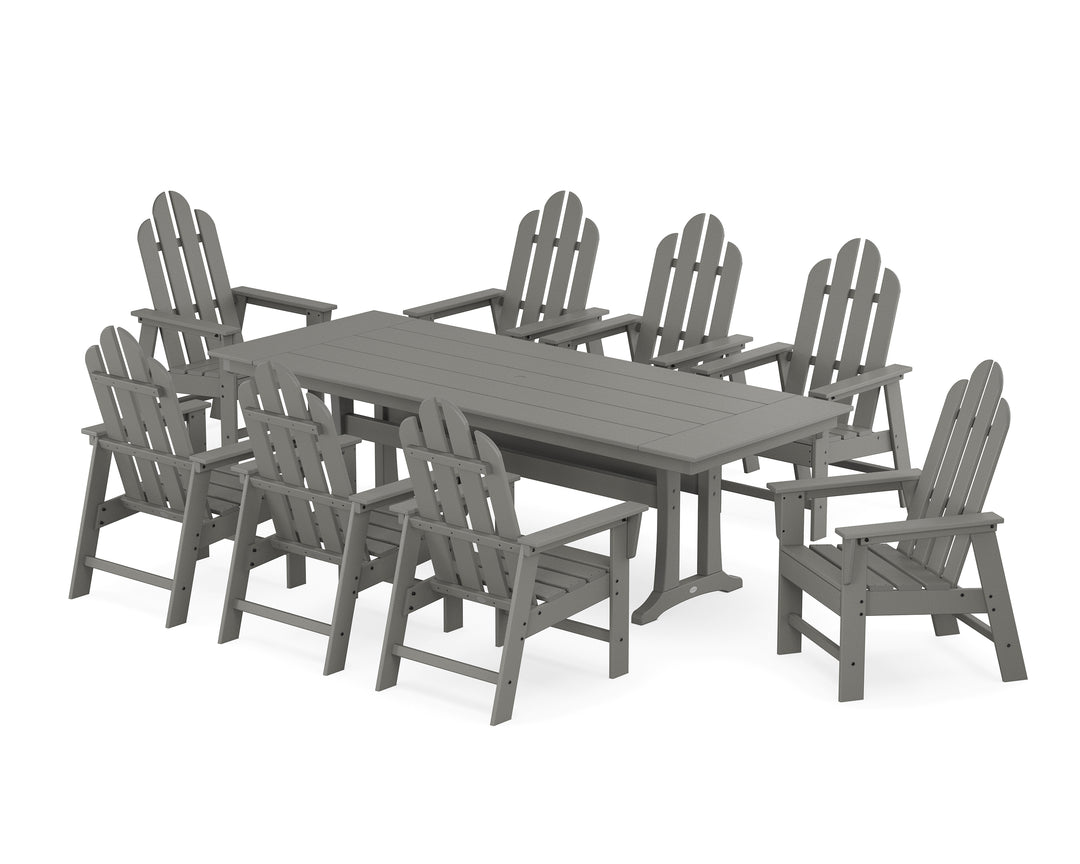 POLYWOOD® Long Island 9-Piece Farmhouse Dining Set with Trestle Legs