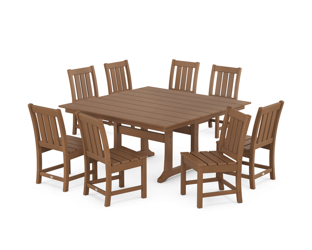 POLYWOOD® Oxford Side Chair 9-Piece Square Farmhouse Dining Set with Trestle Legs
