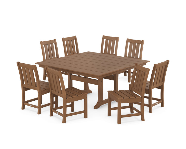 POLYWOOD® Oxford Side Chair 9-Piece Square Farmhouse Dining Set with Trestle Legs