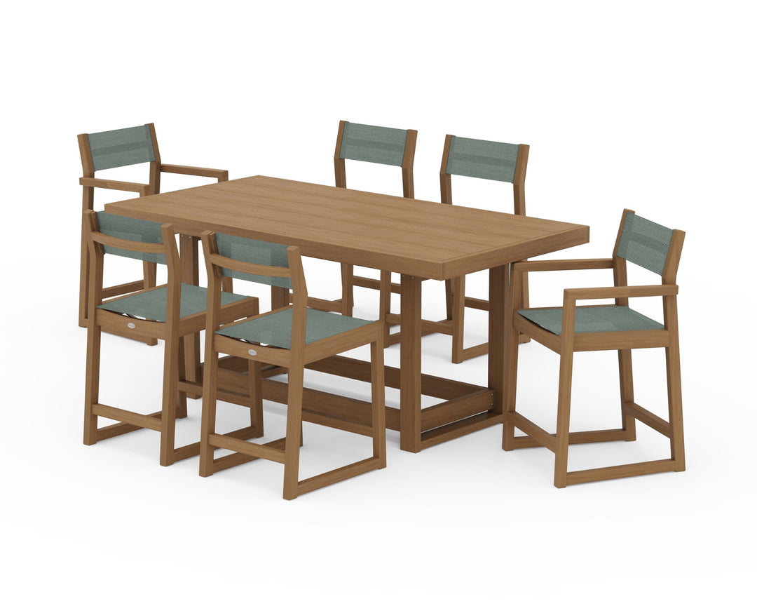 POLYWOOD® EDGE Sling 7-Piece Counter Table Set