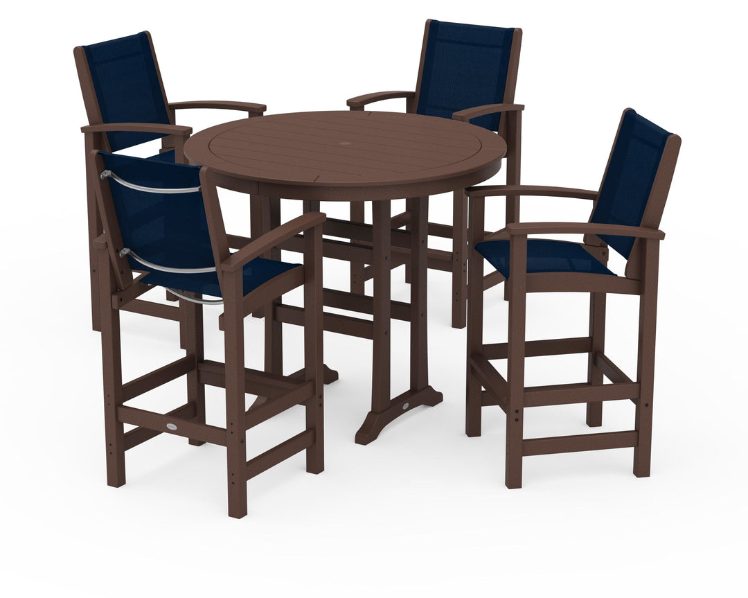 POLYWOOD® Coastal 5-Piece Nautical Trestle Bar Set
