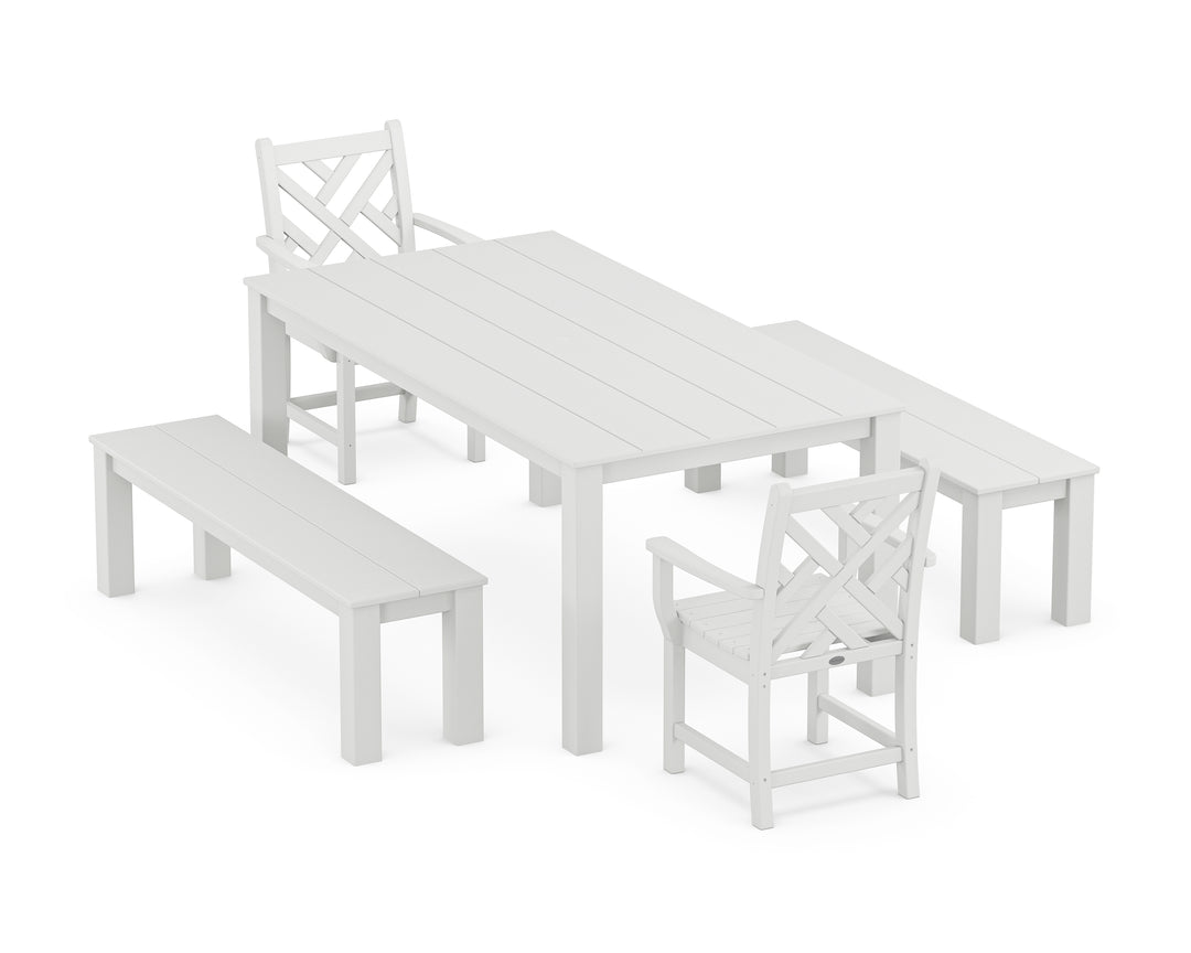 POLYWOOD® Chippendale 5-Piece Parsons Dining Set with Benches