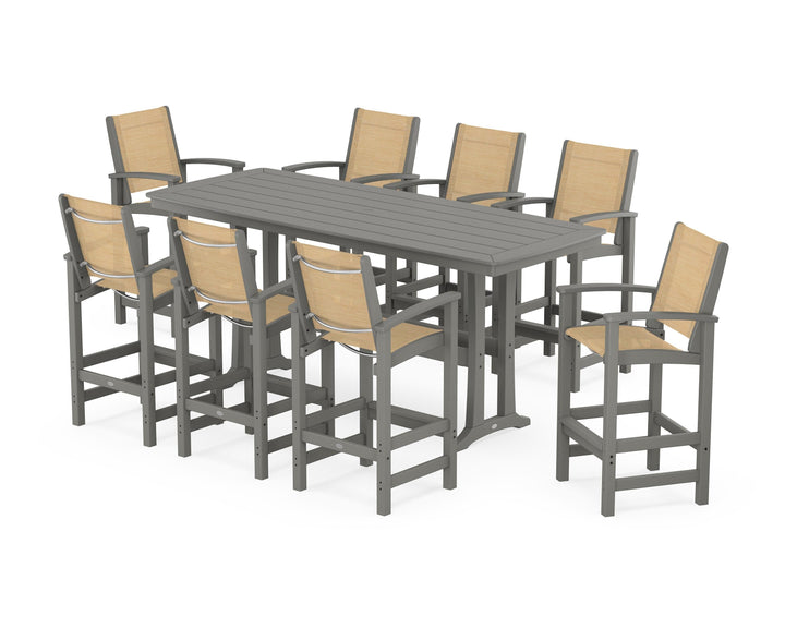 POLYWOOD® Coastal 9-Piece Bar Set with Trestle Legs