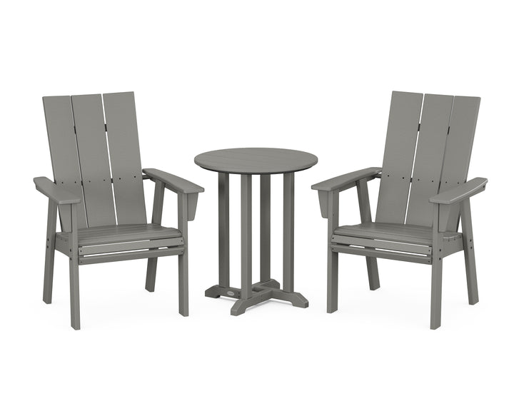 POLYWOOD® Modern Curveback Adirondack 3-Piece Round Bistro Dining Set