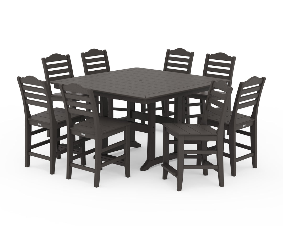 Draper James™ by  POLYWOOD® Savannah Side Chair 9-Piece Square Counter Set with Trestle Legs