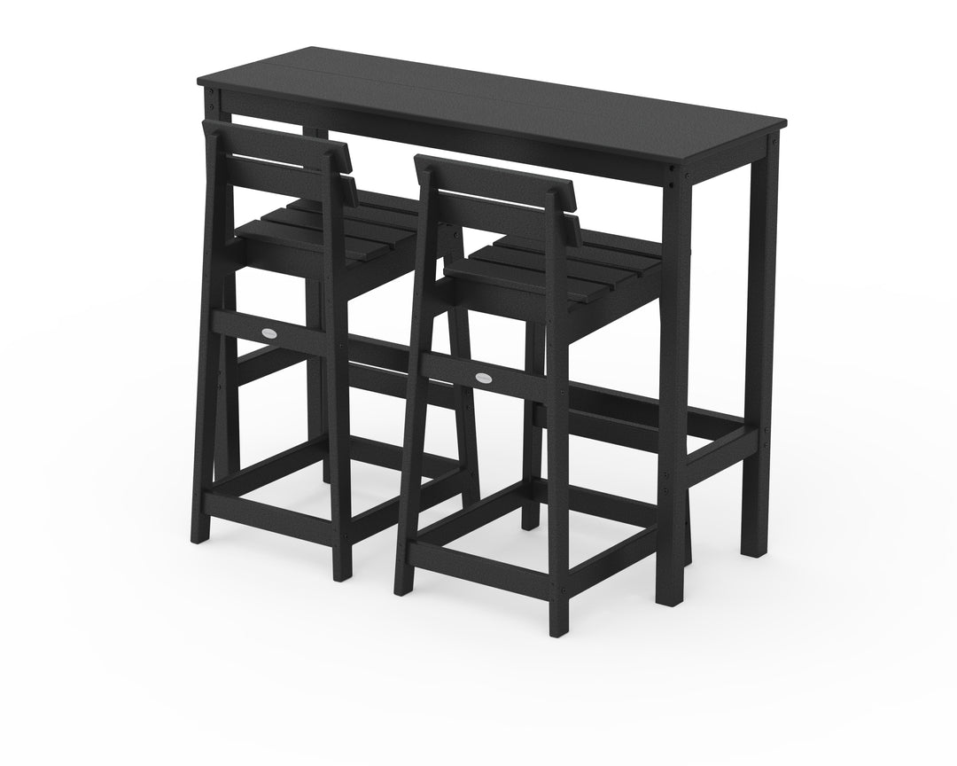 POLYWOOD® Modern Studio Plaza Lowback Bar Chair 3-Piece Balcony Set