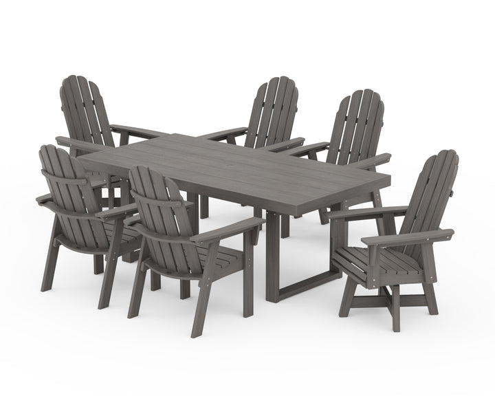 POLYWOOD® Vineyard Curveback Adirondack Swivel Chair 7-Piece Dining Set