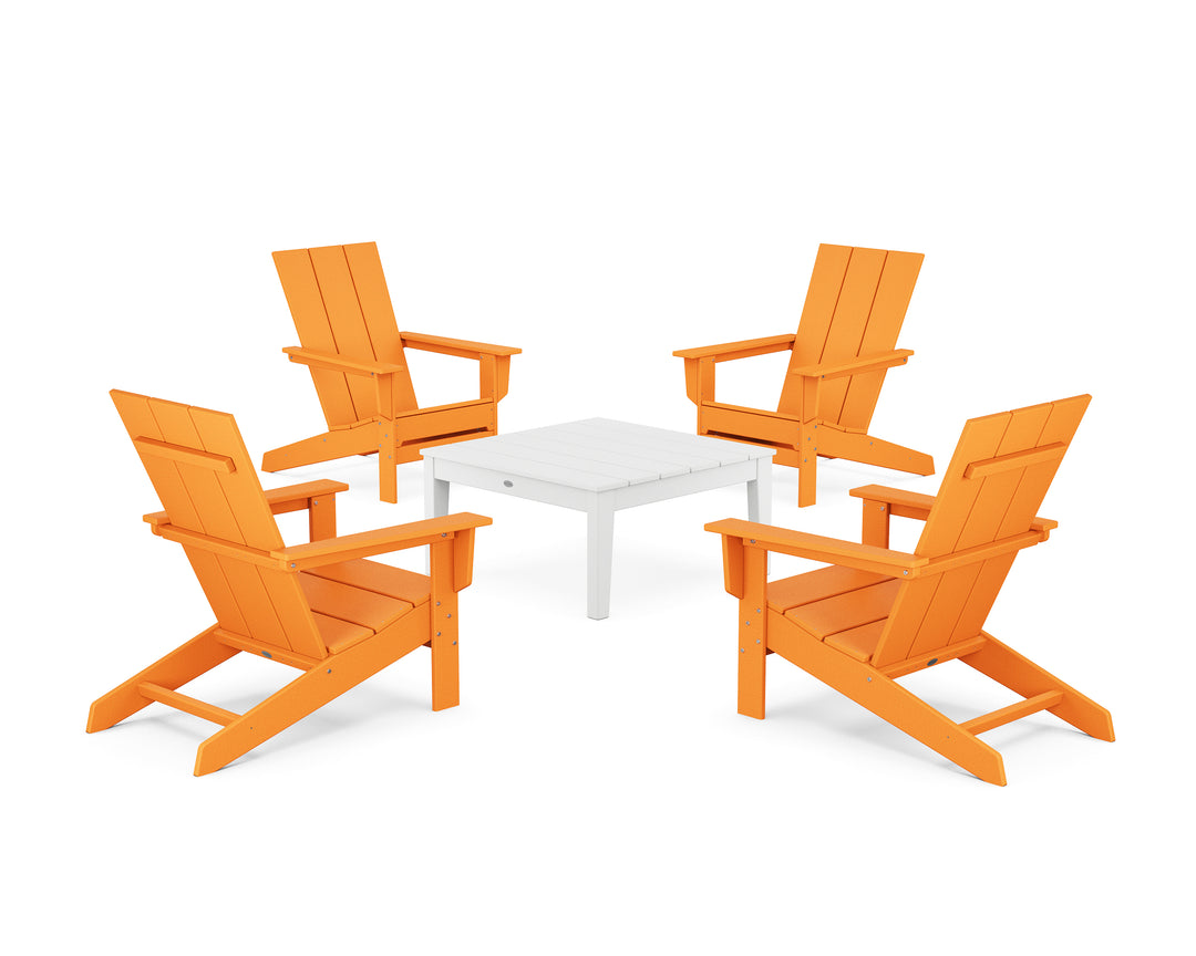 POLYWOOD® 5-Piece Modern Studio Adirondack Chair Conversation Group